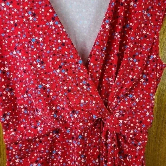 NWOT Lands' End surplice red stars sleeveless dress - Picture 6 of 8
